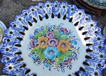 Stary portugalski talerz ścienny(14", 36 cm)* Malowany
