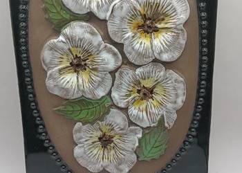 Ceramiczny kafel ścienny zawieszka płytka JIE Gantofta Szwecja kwiaty