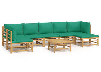 8-cz. zestaw mebli do ogrodu zielone poduszki bambus WM-3155174