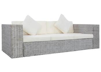 vidaXL 3-osobowa sofa z poduszkami, szara, naturalny rattan(SKU:283071)