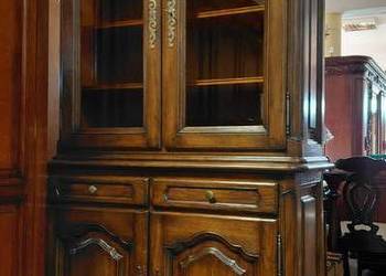 Stylowy kredens witryna do jadalni lite drewno dębowe