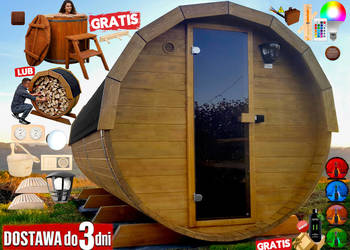 SAUNA Ogrodowa 400cm + GRATIS Beczka 500L + Akcesoria