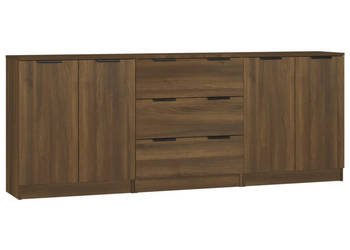 3-częściowa komoda brązowy dąb materiał drewnopochodny WM-3115787