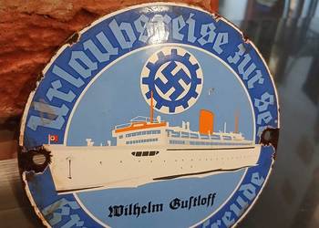 Stara tablica Wilhelm Gustloff reklama statku Niemcy