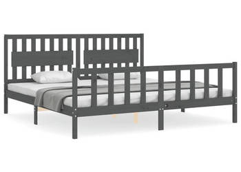 Rama łóżka z wezgłowiem szara lite drewno 200x200 cm WM-3192448