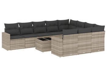 11-cz. zestaw mebli ogrodowych z poduszkami szary rattan PE WM-3251839