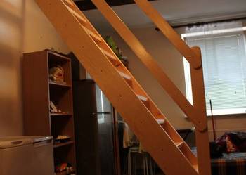 SCHODY DREWNIANE SOSNOWE REGULOWANE z BARIERKĄ Strych 330x70