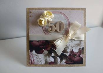 Kartka ręcznie robiona na urodziny  kwiaty