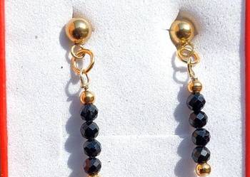 KOLCZYKI STAL SZLACHETNA SZTYFTY KAMIEŃ TURMALIN PERŁY NATURALNE PUDEŁKO