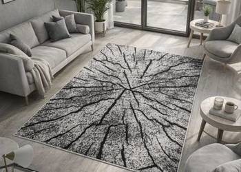 Dywan 160x220 nowoczesny czarno-biały loft marmur duży salon
