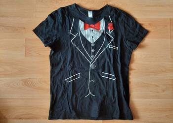 T-shirt koszulka mucha koszula róża udawany garnitur śmieszna ciekawa