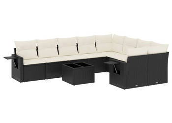10-cz. zestaw wypoczynkowy do ogrodu poduszki czarny rattan PE WM-3220645