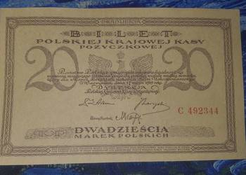 RARYTAS !!! 20 MAREK POLSKICH 1919 s. C UNC-