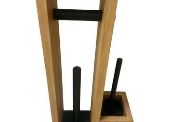 Stojak uchwyt na papier toaletowy drewniany LOFT szczotka WC pojemnik 3w1