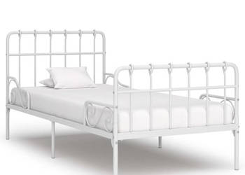 Łóżko Metalowe Białe Rama Łóżka Ze Stelażem Do Pokoju 90 x 200 cm WM-284601
