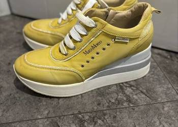 Żółte koturny skórzane Marco Moreo Milano żółte rozmiar 38