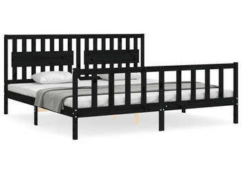 Rama łóżka z wezgłowiem czarna lite drewno 200x200 cm WM-3192450