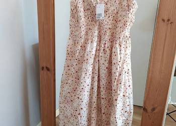 Sukienka w kwiaty bawełna H&M 44 XXL midi