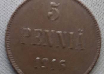 FINLANDIA (OKUPACJA ROSYJSKA)-5 PENNIA-1916 r