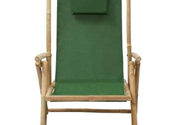 vidaXL Fotel rozkładany, zielony, bambus i tkanina(SKU:313027)