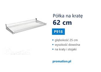 Półka na kratę sklepowa 62 cm, zawieszana do ekspozycji towaru P918