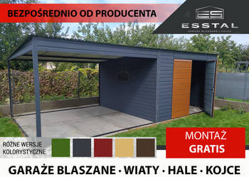 Garaż Blaszany GRAFIT , Garaże Blaszane , Wiatki ogrodowe - ESSTAL-