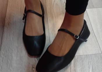 (42) CZARNE baleriny wieczorowe z zapięciem, NOWE