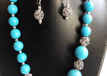Naszyjnik i kolczyki z turkmenitu/howlitu