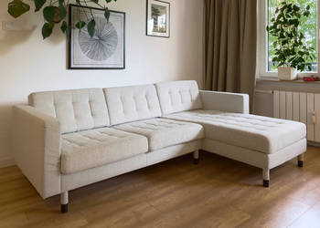 IKEA Landskrona sofa 3-osobowa z szezlongiem beżowa leżanka 