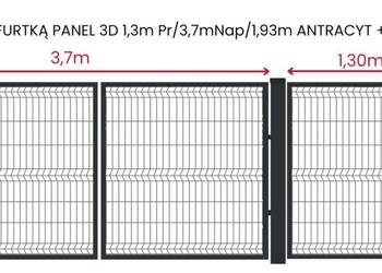 Brama z furtką Panel 3D 1,3m/3,7m/1,93m Antracyt