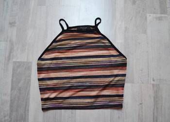 Bluzka typu halter prześwitująca crop top w paski Atmosphere