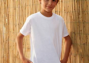 BAWEŁNIANY Dziecięcy t-shirt koszulka biała FRUIT of the LOOM