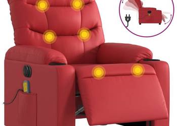 vidaXL Rozkładany fotel masujący, elektryczny, czerwony(SKU:3206597)