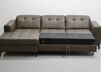 TOG Narożnik z funkcją spania skóra naturalna pojemnik regulowane zagłowki