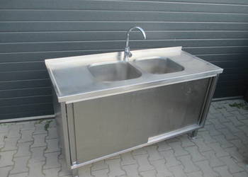 Zlew Gastronomiczny 2 Komorowy Drzwi Suwane 150/60/85