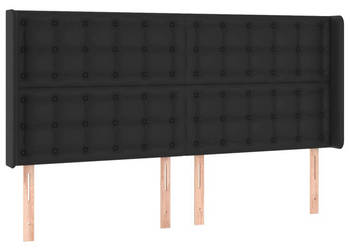Zagłówek do łóżka z LED czarny 183x16x118/128cm sztuczna skóra WM-3124150