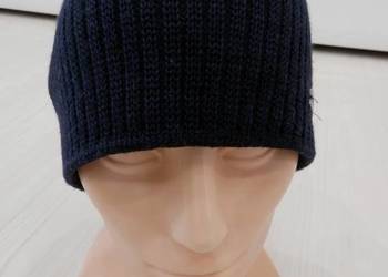 Czapka Męska Wełniana 100% Wełna Merino Granatowa Eisglut