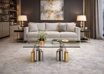 Ława 130 nowoczesna srebrna złota Glamour Premium szklana