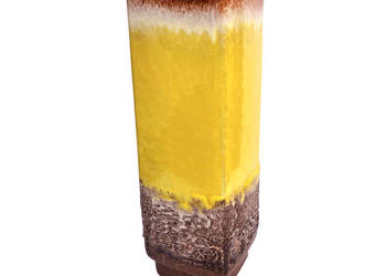 Wazon Strehla 1224/24 – Niemcy, lata 70., fat lava, żółta glazura