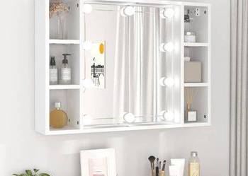 vidaXL Szafka z lustrem i oświetleniem LED, biała, 76x15x55 cm(sku808855) vidaXL Szafka z lustrem i oświetleniem LED, biała, 76x15x55 cm(sku808855)