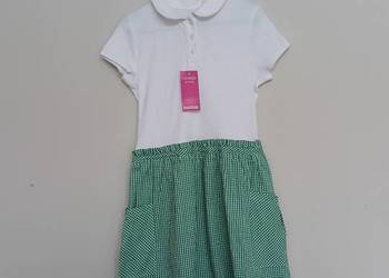 Sukienka szkolna dziewczęca George School biało-zielona 8–9 lat