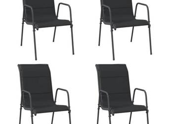 Krzesła ogrodowe, 4 szt., stal i tworzywo textilene, czarne（316821）