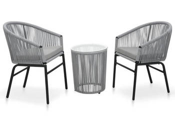 3-cz. zestaw mebli bistro z poduszkami rattan PE szary WM-48140