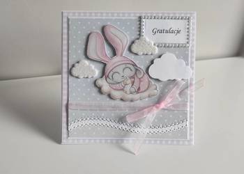 Kartka ręcznie robiona Narodziny, urodziny króliczek Kartka ręcznie robiona Narodziny, urodziny króliczek
