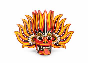 Tradycyjna Maska Gini Raksha ze Sri Lanki – Demon Ognia Drewno Kaduru