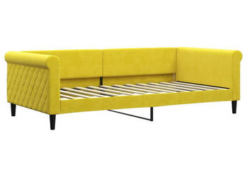 Sofa z funkcją spania żółta obita aksamitem 100x200 cm WM-354256