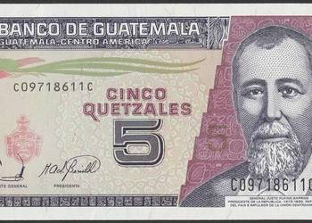 GWATEMALA 5 QUETZAL 2006 - STAN BANKOWY UNC