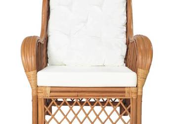 Fotel z poduszką, jasnobrązowy, naturalny rattan i len(SKU:325471) Fotel z poduszką, jasnobrązowy, naturalny rattan i len(SKU:325471)