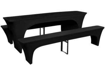 vidaXL Rozciągliwe pokrowce na stół i ławki, czarne(SKU:130794)