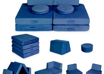 Sofa modułowa duża składana dla dzieci DIY 8 miękkich poduch - niebieska E…